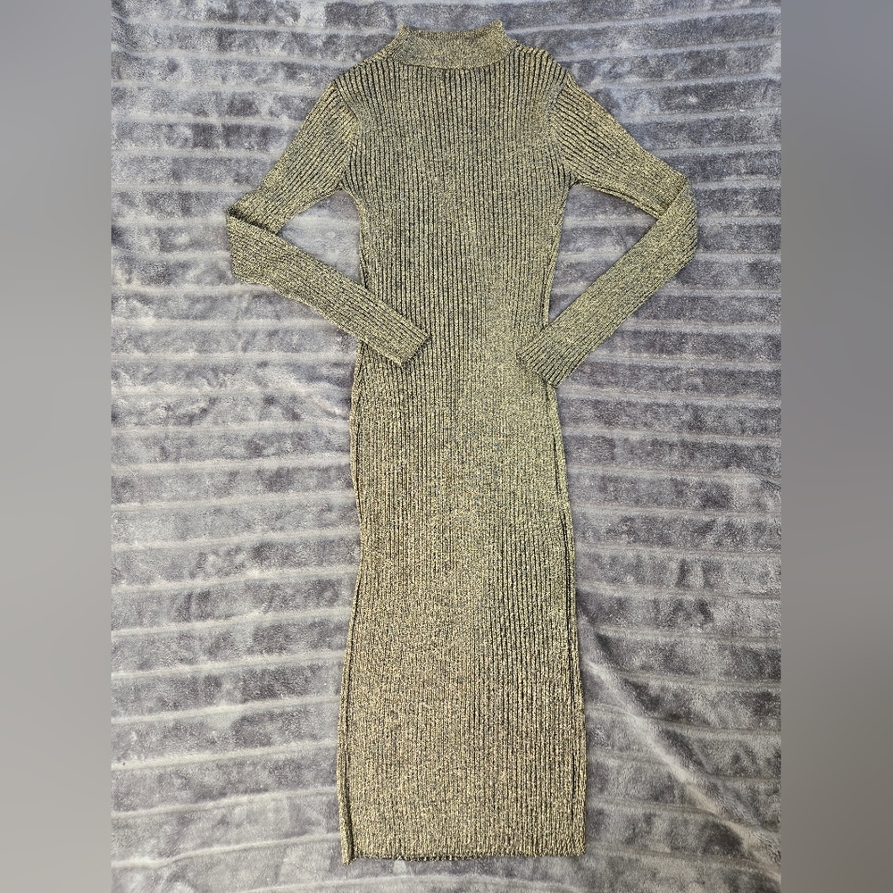 Say What Ribbed Knit Sparkly Long Sleeve Dress Size Medium - Picture 4 of 7
